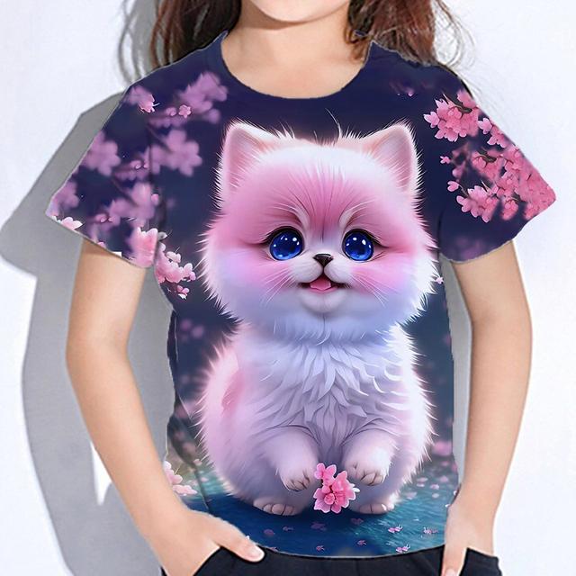 Cute Furry T-shirts Girl 3d Print Animals Kids Tops Autumn Korean Children's Clothing Child Tee Shirt  Fashion 23 Style