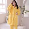Coral Velvet Pajamas Women's New Winter Long Sleeve Thick Warm Jacquard Velvet Home Suit Can Be Worn Outside
