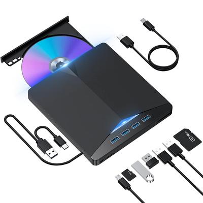Внешний CD DVD привод 2025 1 шт. подключение Тонкий совместимый порт в комплекте Совместим с ОС Windows DR.TREE Многоцелевой USB3.0 и Type-C Чтение/запись