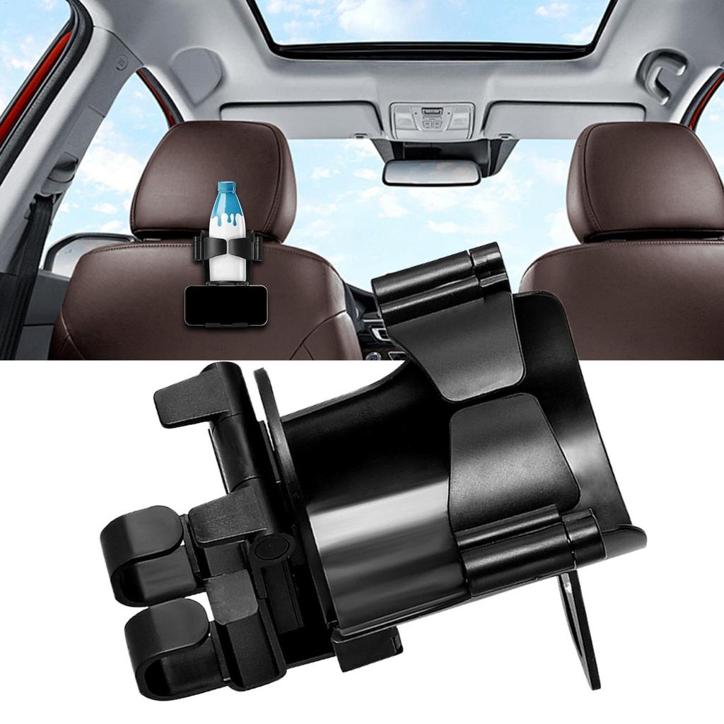 Back Seat Cup Holder Car Seat Headrest Hooks with Foldable Phone Holder Anti-Slip Organizer Storage for Commute Daily Drive Road
