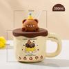 Mug Cute Cup with Lid Ceramic Breakfast Couple Coffee Cup Girl Creative Office Water Cup Straw Cup