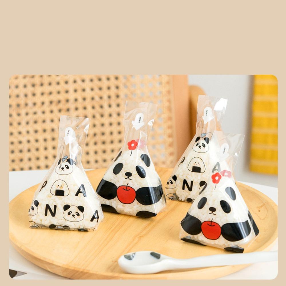 Прозрачный пакет для упаковки рисовых шариков Мультяшный узор Пищевой обертка для рисовых шариков Одноразовый треугольный пакет Упаковка для еды