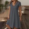 Women's Fashion Summer Casual Short Sleeve Solid Color Dress