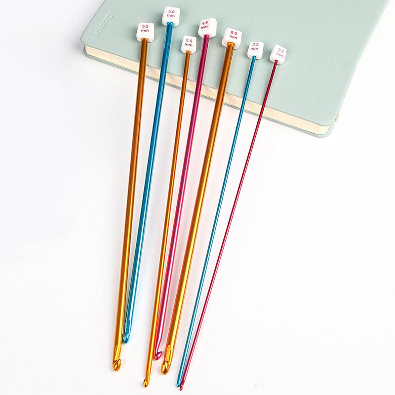 1 шт., иглы для свитера, разноцветные тунисские афганские крючки, длинные алюминиевые ткацкие инструменты, 2,5–8 мм