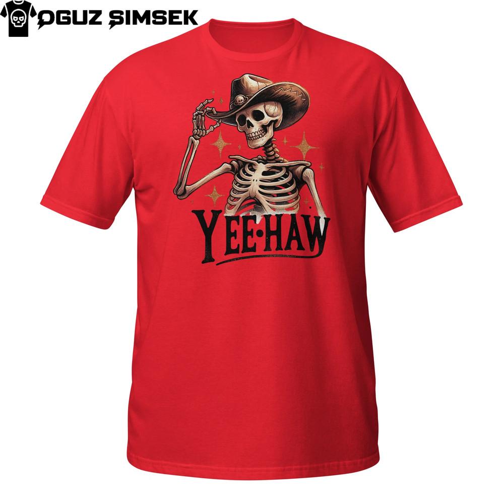 Yeehaw Skeleton Cowboy T-Shirt | Funny Western Grim Cowboy Graphic Tee