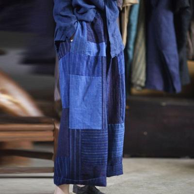 Осенне-зимние ретро лоскутные полосатые эластичные женские брюки с карманами