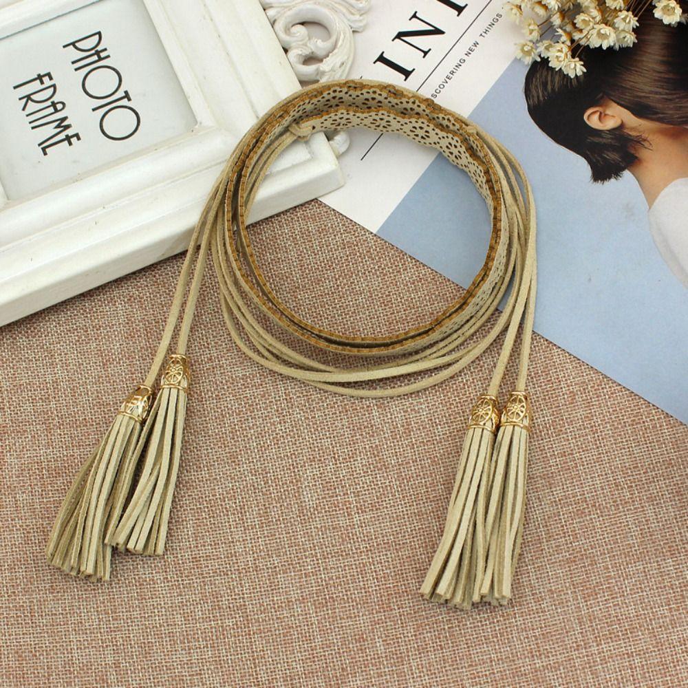 Solid Color Braided Tassel Belt Waist Rope Women Waist Chain Fashion Hollow Belt