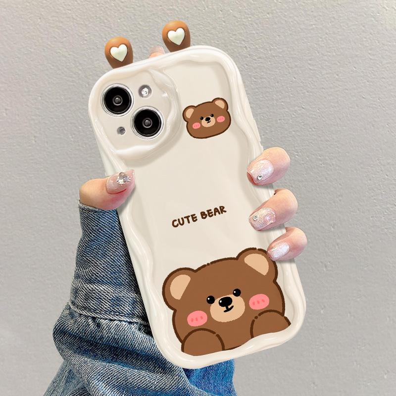Милый 3D-чехол с ушками стеснительного кота для Xiaomi 15T 15 12T Redmi 15 15C Note 15 Pro 5G 4G POCO X7 X6 X5 X3 M3 M4 M6 F6 F7 Pro F8 Ultra