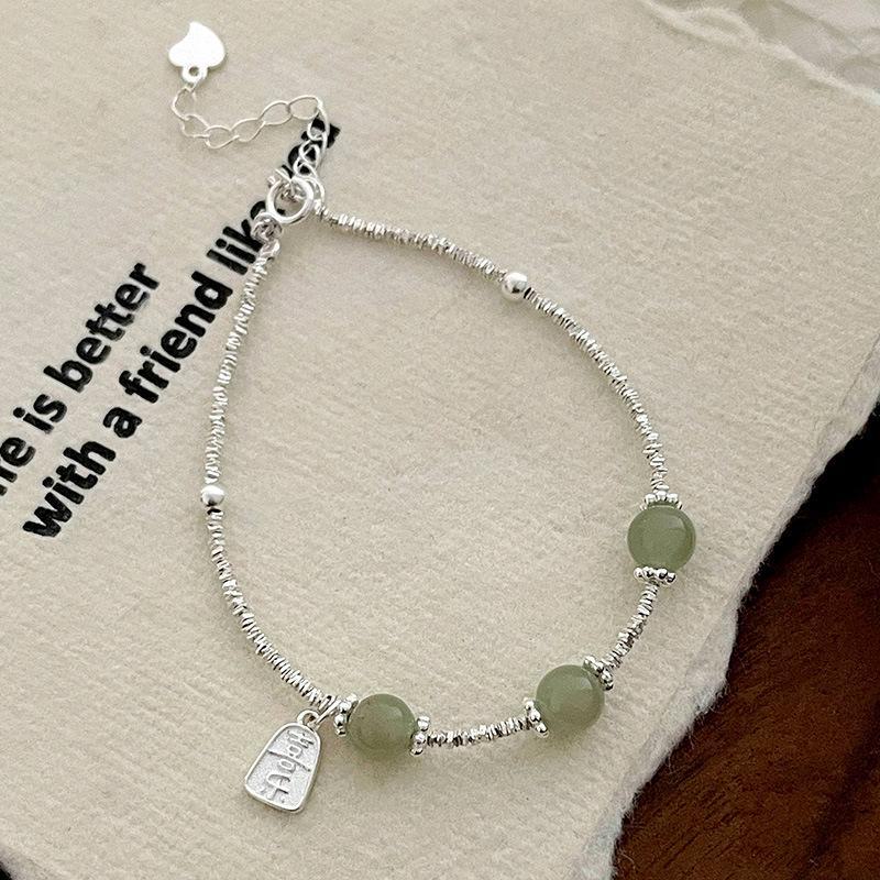 Под деревом баньяна S925 Серебряный браслет с нефритом Хотан для женщин