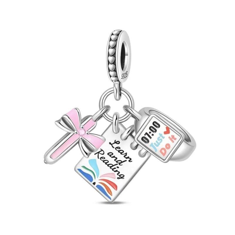 Снова в школу Медные шармы Сумка Наушники Кубик Рубика Часы Игровая консоль Бусина Подвеска Подходит для браслета Ожерелье Ювелирные изделия