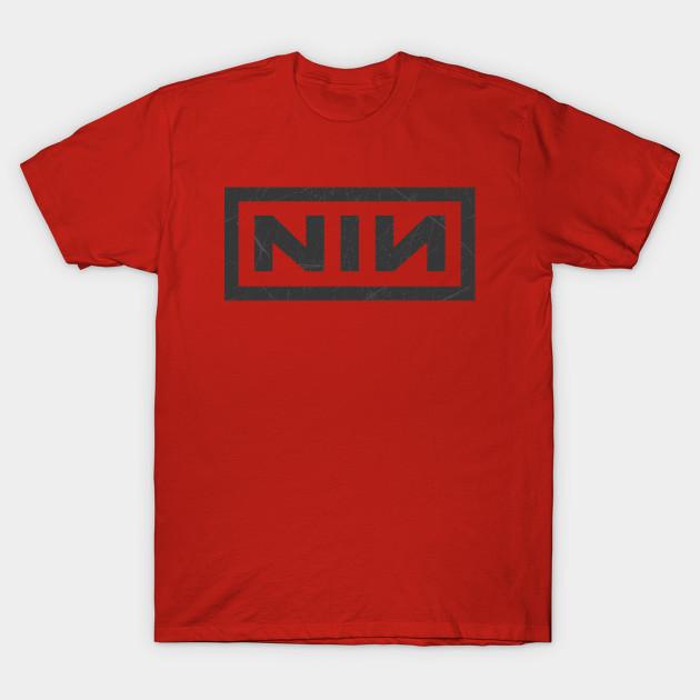 Азиатский размер Мужская черная футболка с принтом Nine Inch Nails Темно-красная Без обрезки Термотрансферный принт Хлопковая футболка