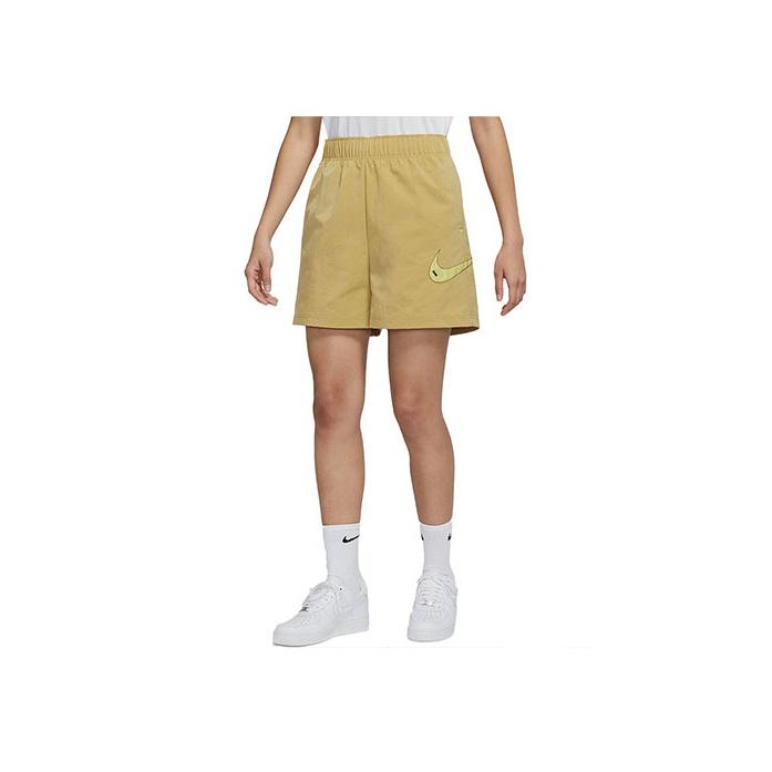 Nike Sportswear Swoosh Woven Logo High-Waisted Breathable Shorts Women Shorts Barley-Yellow DM6753-769