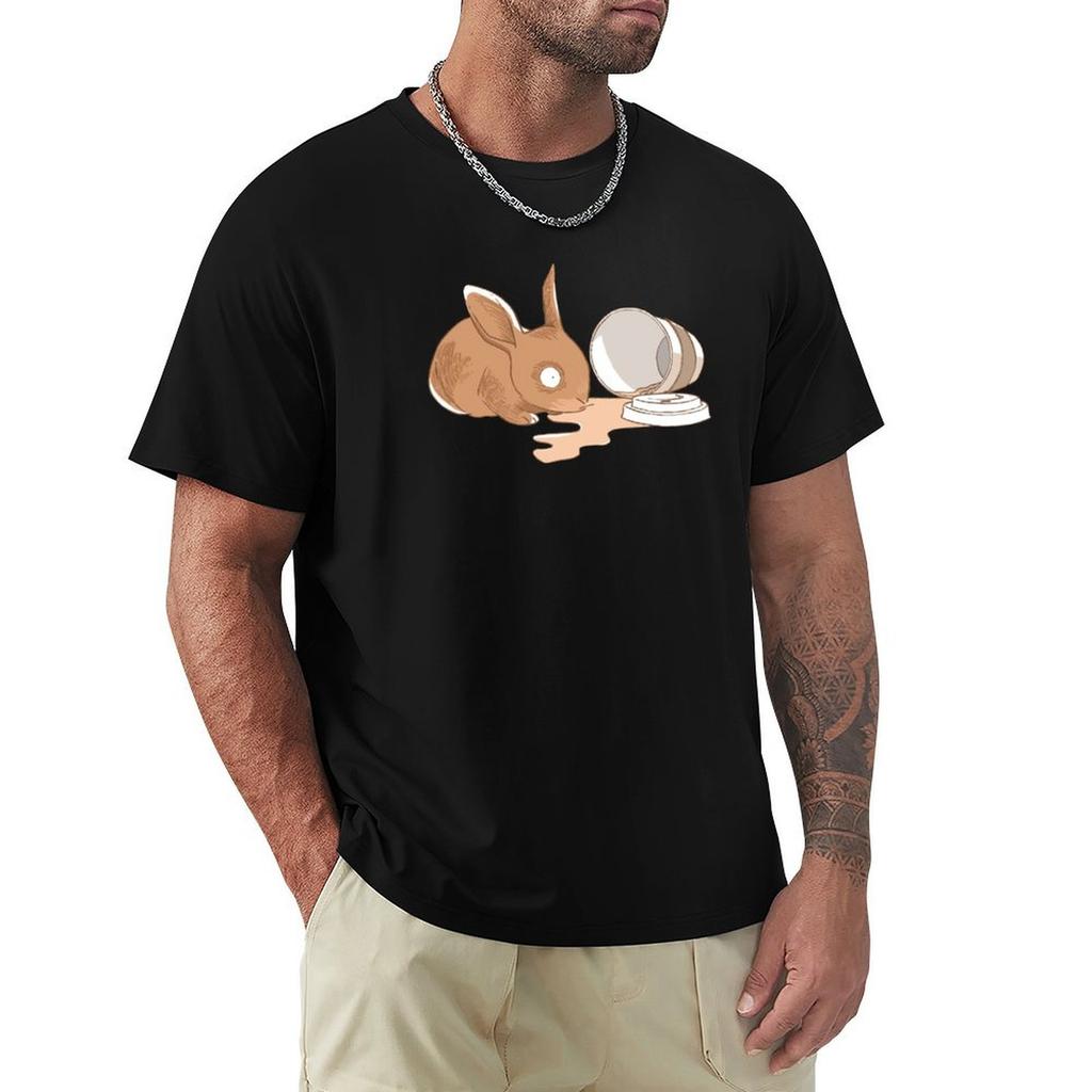 Coffy Rabbit TShirt Art Pattern Printed Casual Top
