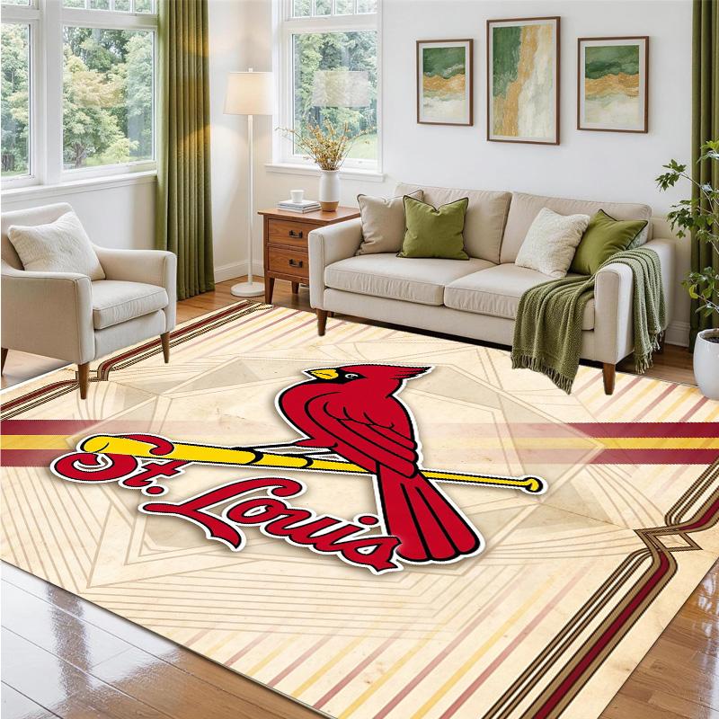 St. Louis Cardinals Design Crystal Velvet Rug Soft Decorative Mat for Bedroom Entrance