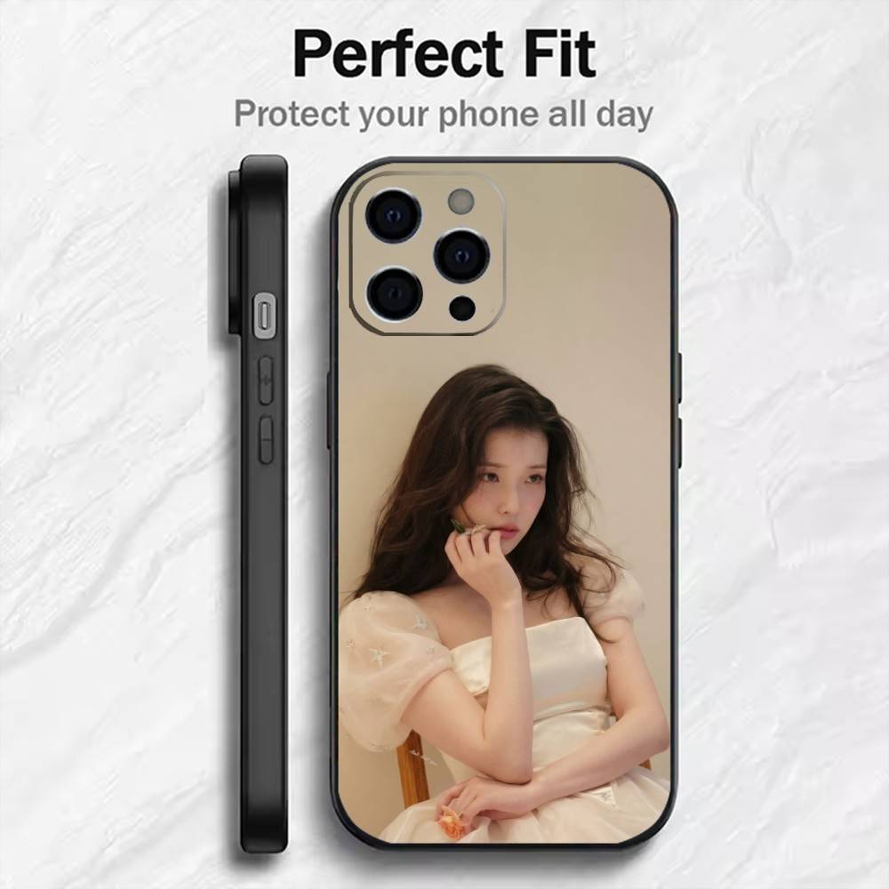 Чехол для телефона с принтом I-U J-Ji-eun Lee-e Для iPhone17,16,15,14,13,12 Plus,Max Мягкий силиконовый Черный чехол