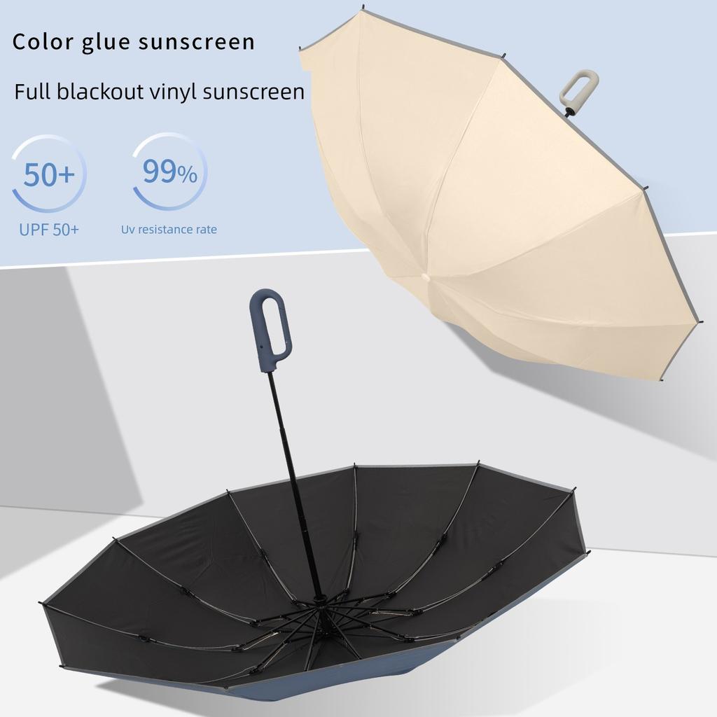 Ring-Buckle Automatic Umbrella, Enlarged and Reinforced, Sturdy and Wind-Resistant, for Men and Women, Sun Protection, Dual-Use for Sun and Rain