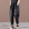 Летние свободные универсальные шаровары Daddy Pants BF Style Casual Большие карманы Эластичная талия Тонкие и высокие джинсы Женский тренд