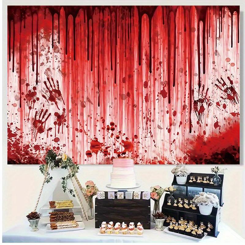 Horror Bloodstain Background Cloth - Realistic Blood Effect for Halloween Party Decoration, Horror Blood Splatter Wall Hanging