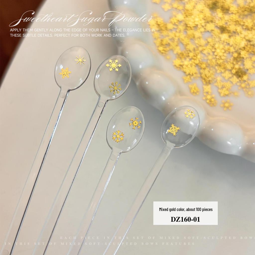 Alloy Snowflake Nail Art Decorations: Gold & Silver Winter Mix