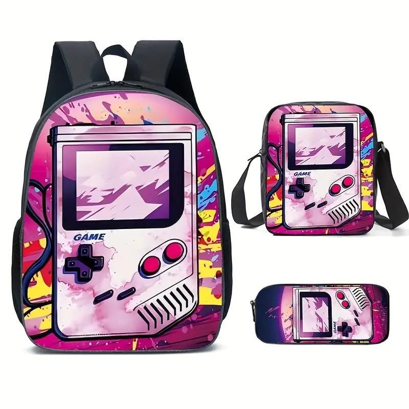 Cartoon Print Kids School Backpack Elementary Students - Large Capacity Lightweight Oxford Fabric Daypack With Pencil Case