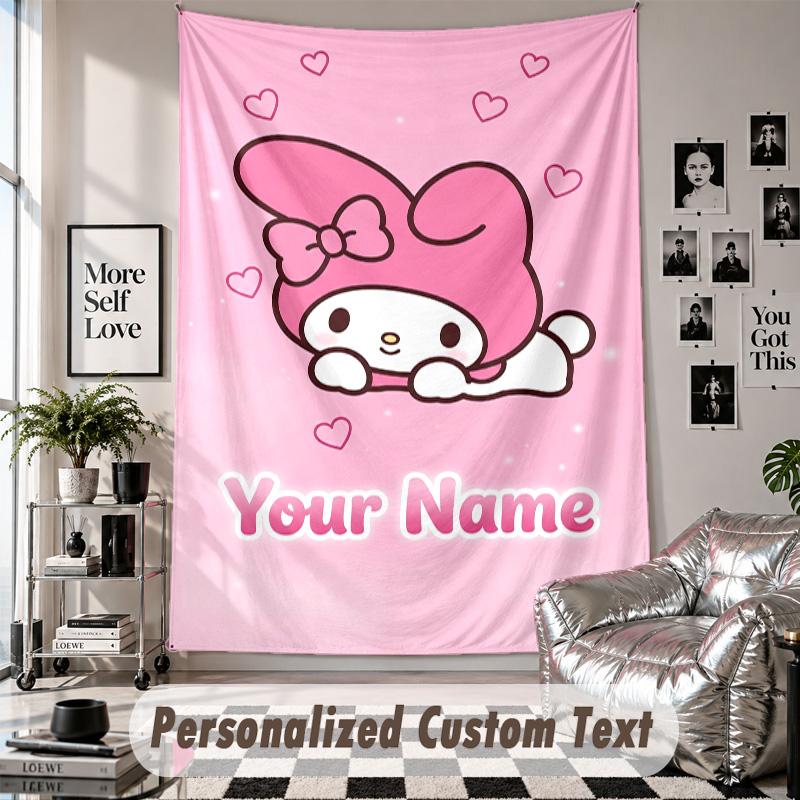 Custom Tapestry Wall Hanging, My Melody Personalized Name Text Home Wall Decor