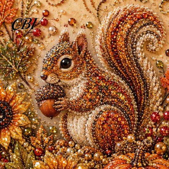 Relaxing Stress Relief Hobbies Autumn Faux Pearl Painting Kit, Fall Theme Art DIY Kit for Handmade Thanksgiving Presents Adults, Fox Pumpkin 3D Craft