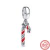 925 Silver Heart Christmas Hat Socks House Tree Apple Ice Crystal Snow Winter Beads Fit Original  Charms Bracelet Jewelry