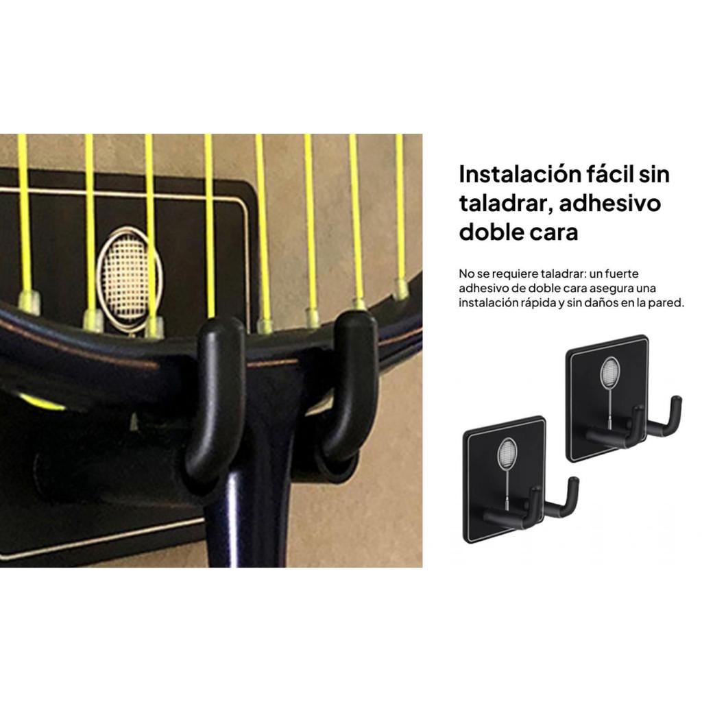 2x Wall Mounted Racket Rack Badminton Hook Storage Organizer Tennis