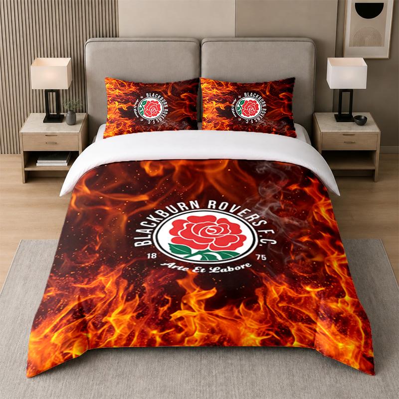 3Pcs Bedding SetBlackburn Rovers Football Soft Bed Sheet and Two Pillowcases Home Bedroom Decor