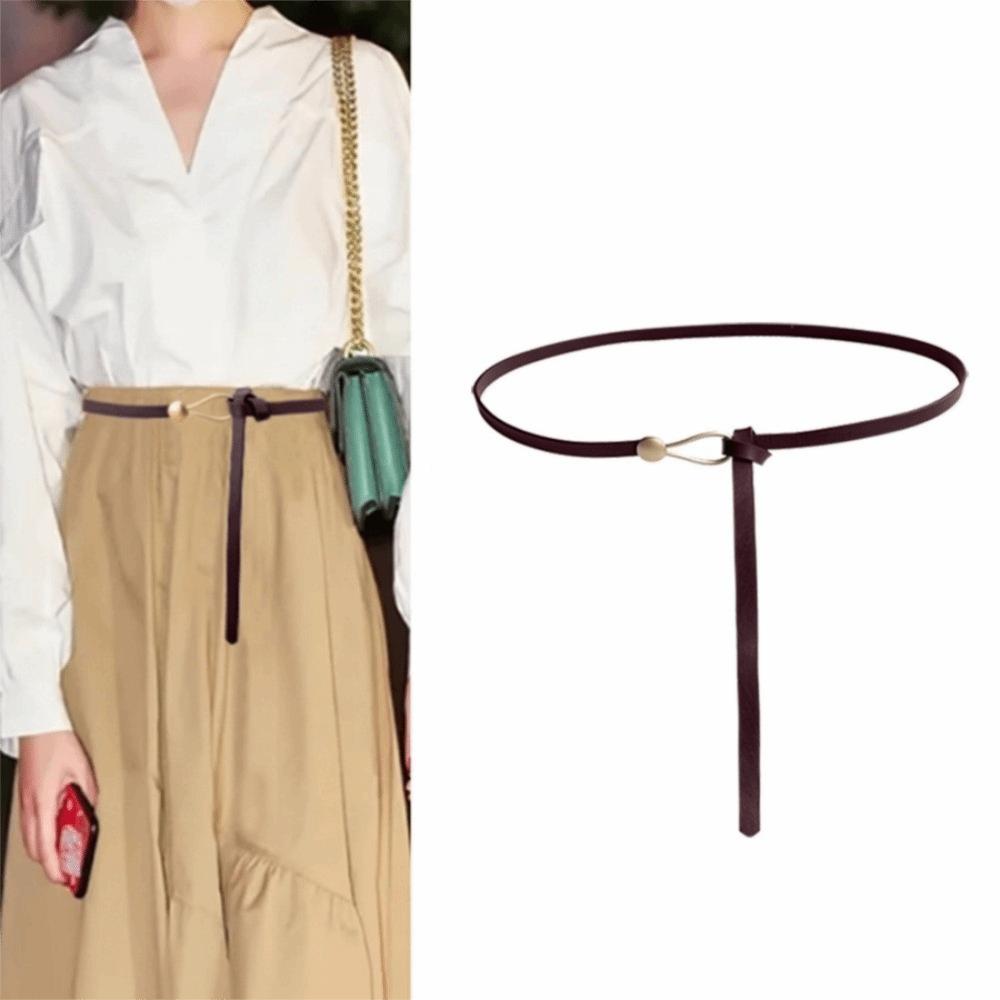 Solid Color Knotted Belt PU Leather Dress Belt New Waist Chain for Jeans