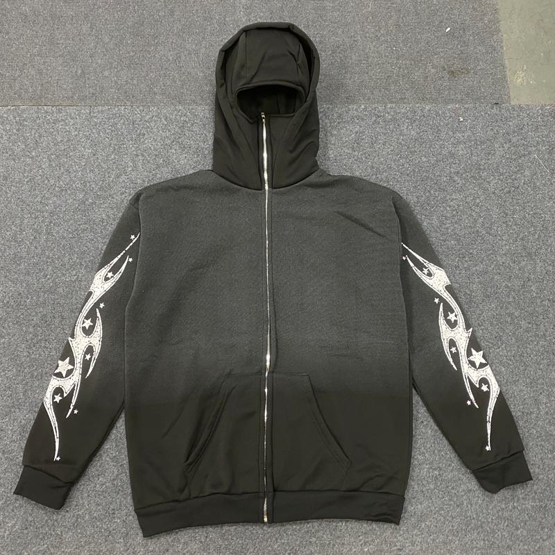 Европейская и американская Y2K ретро толстовка с капюшоном на молнии в уличном хип-хоп стиле
