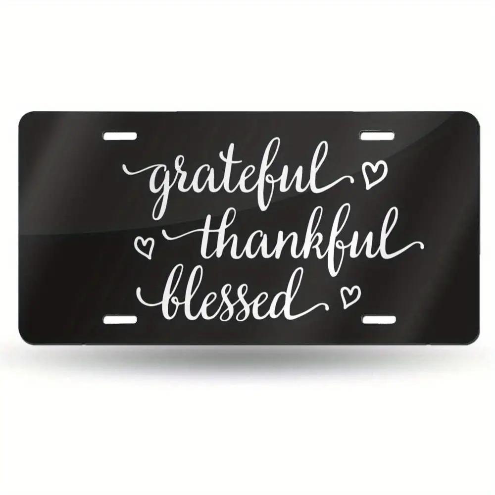 AL Sign Vintage Durable Metal Plaque Wall Decor Grateful Thankful Blessed Christian Wall Art