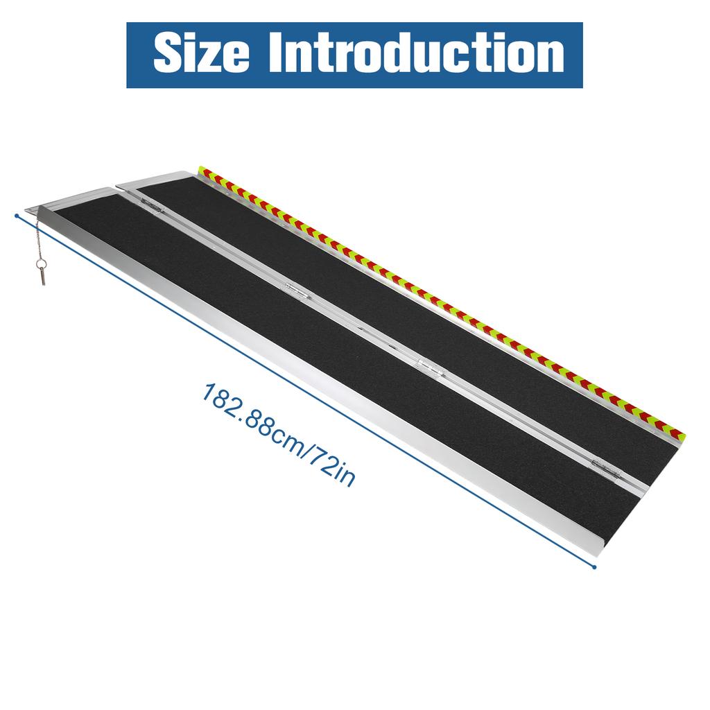 6/7 Feet Portable Wheelchair Ramp with Handle Folding Loading Dock Plates for Home Steps Stairs Entry Doorways