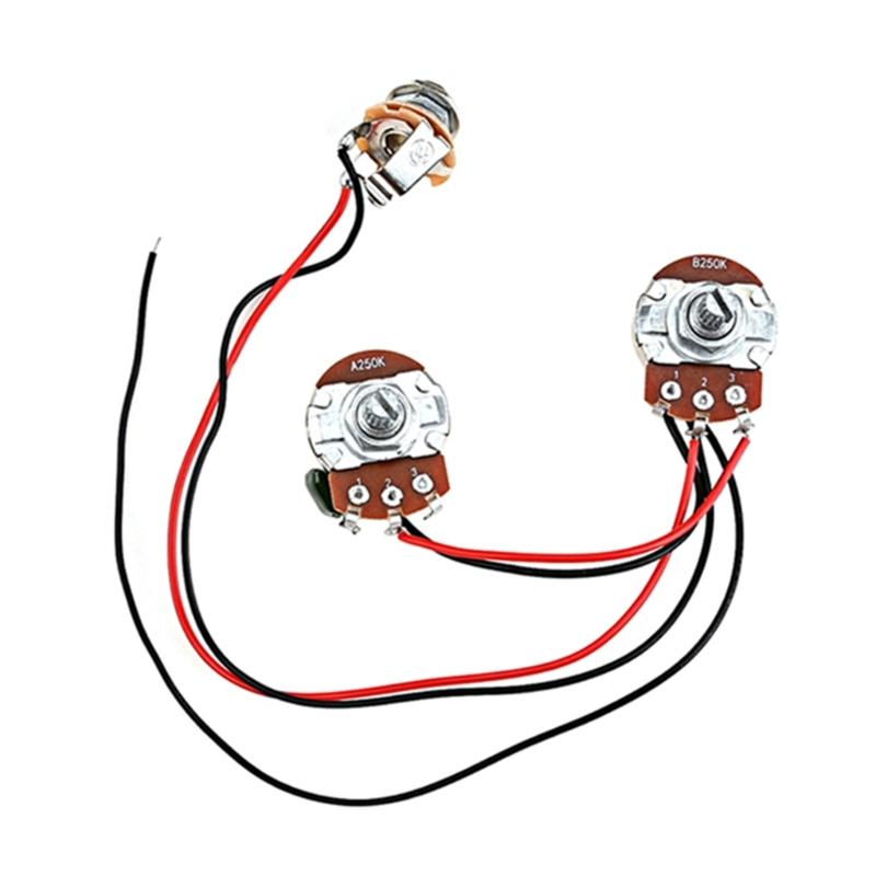 250K 1V1T Jack Комплект wiring harness для бас-гитары Предварительно собранный набор Wiring harness для гитары Запчасти для бас-гитары