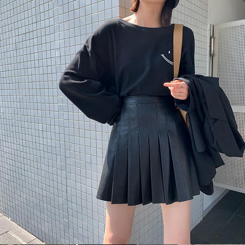 Футболка с длинными рукавами для женщин, осень, корейская, новая, свободная, с круглым вырезом, женская, базовая, студенческая, топ