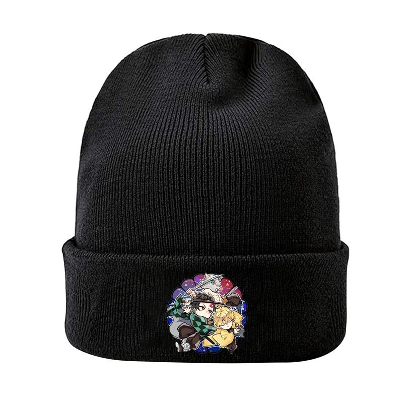 Demon Slayer Eyes Knitted Hat For Women Unisex Beanies Winter Hats Polyester Kimetsu No Yaiba Anime Manga Hip Hop Melon Cap
