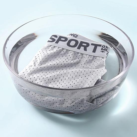 Men Boxer Briefs Mid-rise Elastic Waistband Shorts Underwear Solid Color Letter Print Breathable Mesh U-Convex Panties