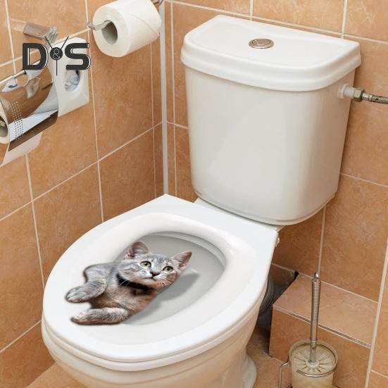 Мультяшная наклейка на унитаз с милым выражением кота, водостойкая самоклеящаяся съемная наклейка на унитаз, украшение для ванной комнаты