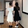 IELGY Милое и стильное женское летнее новое дизайнерское платье с нерегулярной талией в стиле ретро с короткими рукавами для первой любви