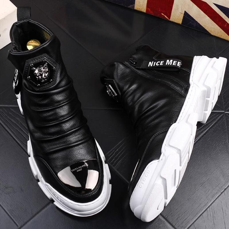 Мужские кроссовки с высоким верхом новая трендовая обувь для скейтборда с внутренней платформой маленькие белые ботинки корейская версия мужских Zapatos Hombre b2