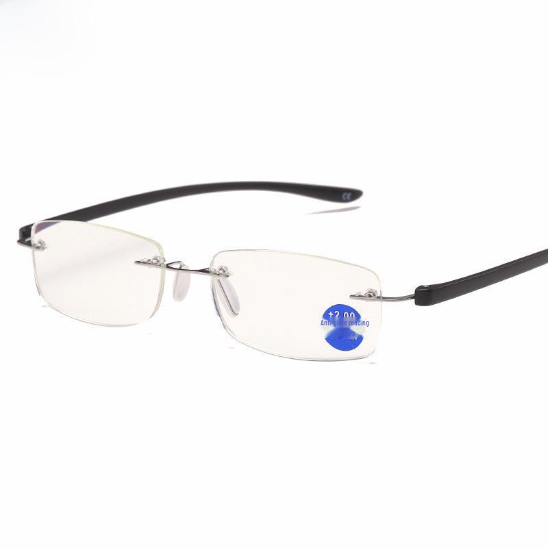 Ultra-light Frameless Metal Anti-Blue Light Reading Glasses with Plus Film