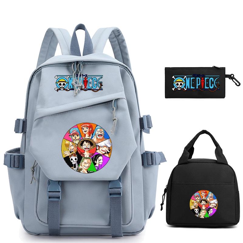 3 шт./компл., цельный нейлоновый рюкзак в стиле аниме с сумкой для обеда для девочек и мальчиков, школьный рюкзак для мужчин и женщин, дорожная сумка для отдыха
