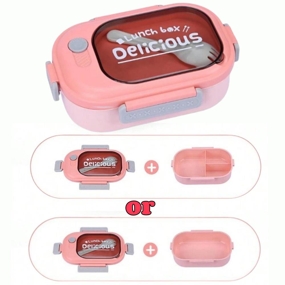 Портативный ланч-бокс с откидной крышкой и вилкой, пластиковый герметичный контейнер для еды большой вместимости для школы, кемпинга, пикника, офисного обеда