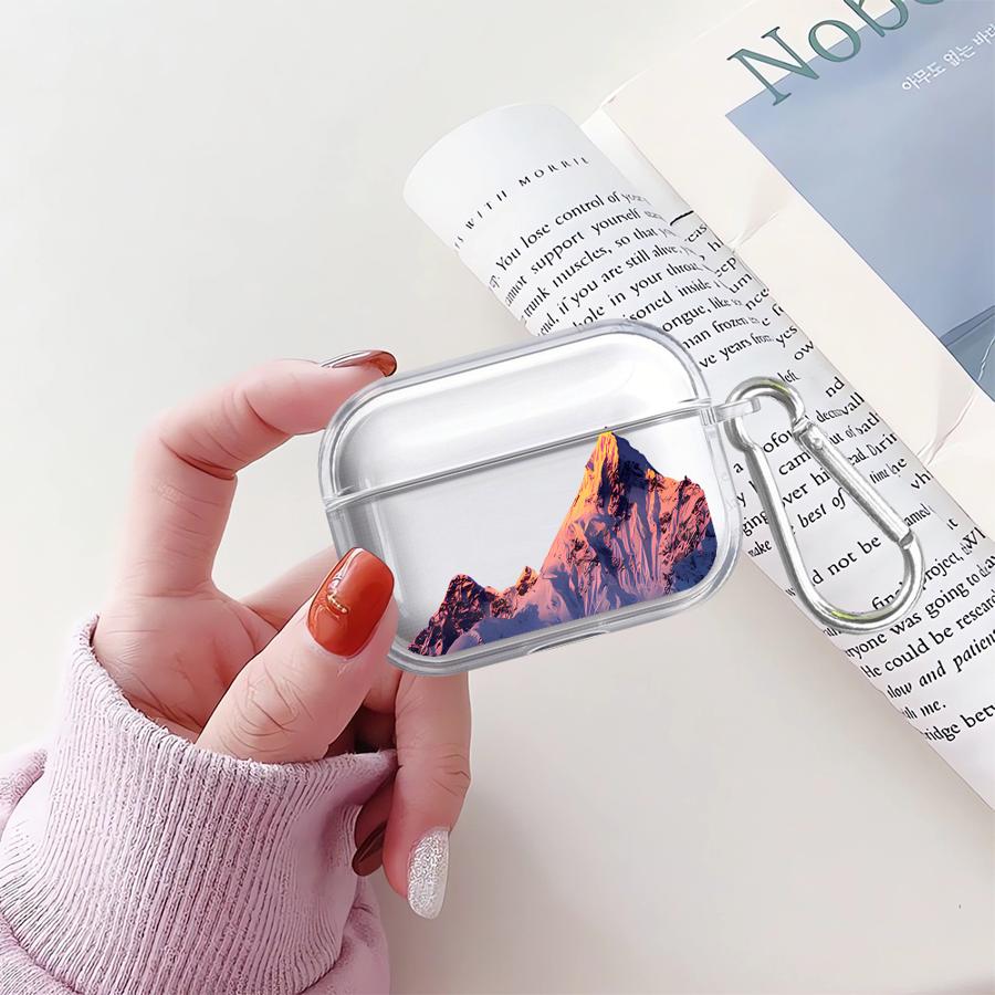 Чехол для Airpods Pro3 Pro2 1 4 2 Pro 3 Прозрачные чехлы для наушников Обложка Горный хребет Снежный