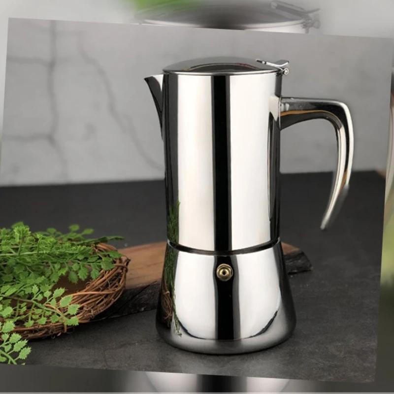 304 Нержавеющая сталь Мока-кастрюля Портативная кофеварка с таблетками-прессами для кофе Кухонная кофеварка Индукционная плита Мока-кастрюля