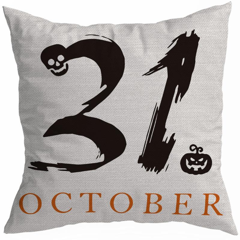 New Style 45x45cm Halloween Cushion Cover Linen Pillowcase Pumpkin Grimace Print Festival Party Decorative Pillow Covers, 1PC