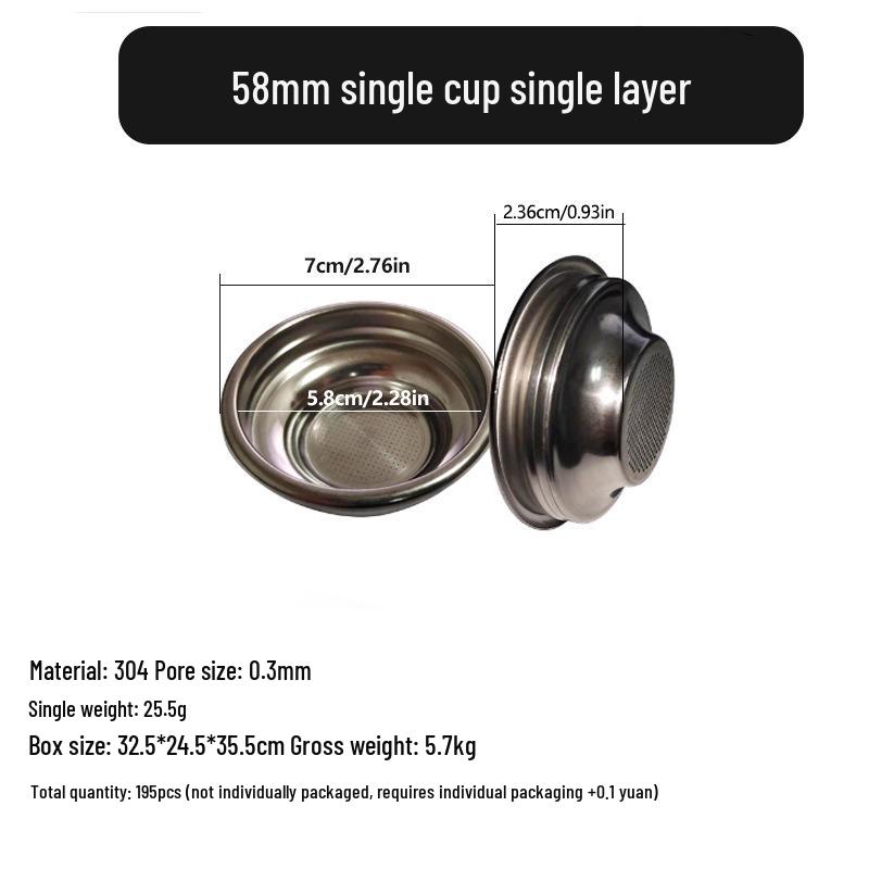 Stainless Steel Coffee Powder Bowl Filter: Single/Double 51, 58 & 53 Blind Bowl Options