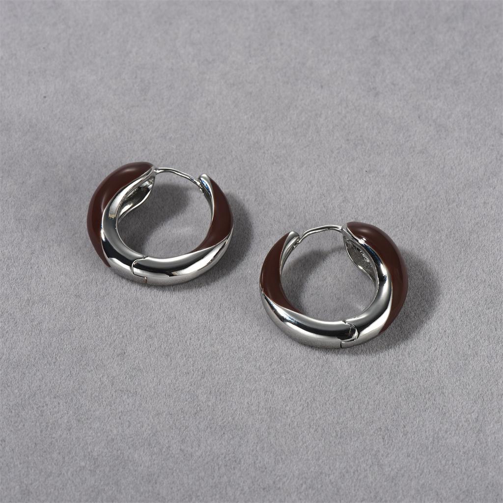 Maillard Ouroboros Enamel Earrings Women'S Light Luxury Niche Design Sense Advanced Sense Circle Earrings New