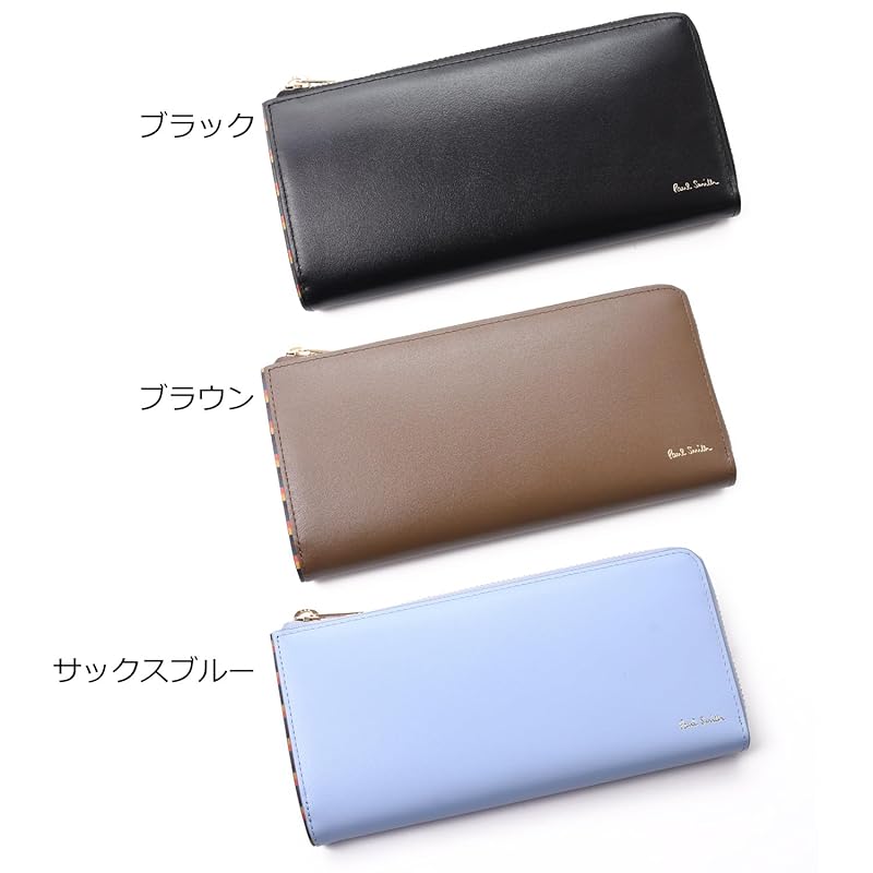 [Paul Smith] Длинный кожаный кошелек для монет из коровьей кожи с яркой полосатой отделкой SS24 813005 P847 (черный, (нет имени)