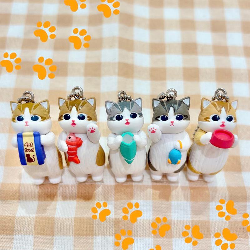 Mofusand Kawaii Cat Keychain Cute Anime Figure Pendant Toy Stand Style Action Figure With Food Pose Collectible Gift